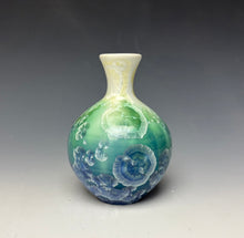 Load image into Gallery viewer, Crystalline Mini Vase in Ivory, Green and Blue 2
