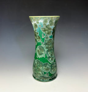 Emerald Green & Silver Crystalline Glazed Vase