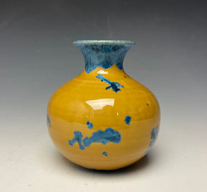 Blue and Orange Crystalline Mini Vase