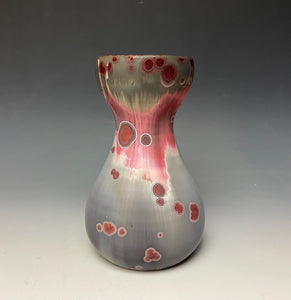 Ruby and White Glazed Bulb Vase