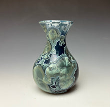 Load image into Gallery viewer, Deep Ocean Blue and Silver Crystalline Mini Vase 3
