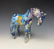 Load image into Gallery viewer, Blue and Gold Marble Horse 883
