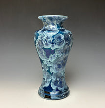 Load image into Gallery viewer, Crystalline Glazed Vase in Atlantic Storm Blue #2
