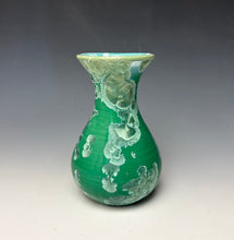 Load image into Gallery viewer, Emerald Green &amp; Silver Crystalline Glazed Mini Vase

