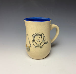 Fisherman Pig Mug - Blue