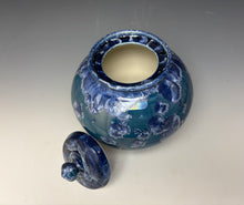 Load image into Gallery viewer, Blue and Silver Crystalline Glazed Jar
