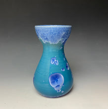 Load image into Gallery viewer, Teal Blue Silver Crystalline Glazed Bulb Vase
