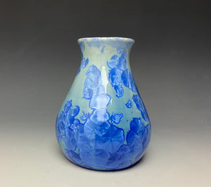 Teal Blue Crystalline Glazed Vase