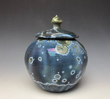 Load image into Gallery viewer, Cobalt Galaxy Crystalline Glazed Jar
