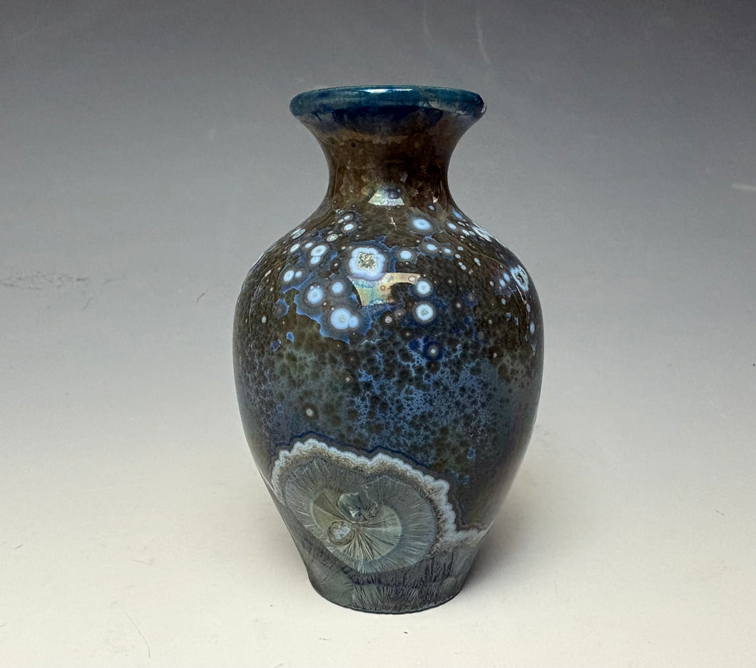 Cobalt Galaxy Crystalline Glazed Mini Vase