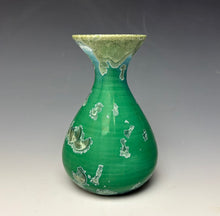 Load image into Gallery viewer, Emerald Green &amp; Silver Crystalline Glazed Mini Vase #2
