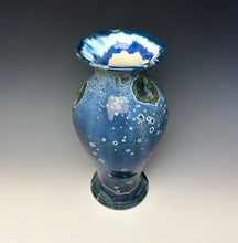 Load image into Gallery viewer, Cobalt Galaxy Crystalline Glazed Vase 3
