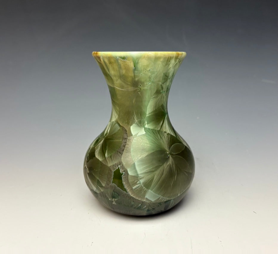 Green Galaxy Crystalline Glazed Mini Vase #3