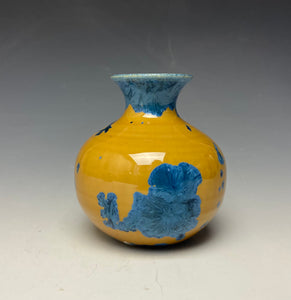 Blue and Orange Crystalline Mini Vase