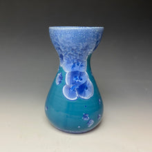 Load image into Gallery viewer, Teal Blue Silver Crystalline Glazed Bulb Vase
