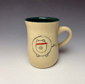 Ninja Pig Mug- Blue Green