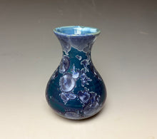 Load image into Gallery viewer, Crystalline Glazed Mini Vase in Atlantic Storm Blue 2
