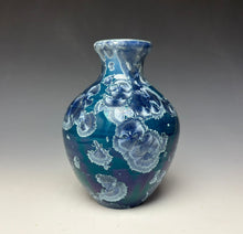 Load image into Gallery viewer, Crystalline Glazed Vase in Atlantic Storm Blue
