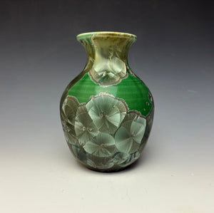 Crystalline Glazed Vase in Green Galaxy