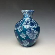 Load image into Gallery viewer, Crystalline Glazed Vase in Atlantic Storm Blue
