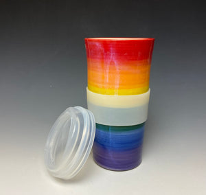 Rainbow Travel Mug - Red Rim