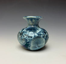 Load image into Gallery viewer, Deep Ocean Blue and Silver Crystalline Mini Vase 4
