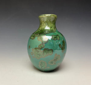 Emerald Green Crystalline Glazed Mini Vase 5