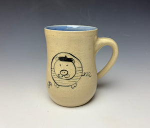 French Pig Mug- Light Blue