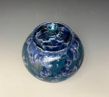 Load image into Gallery viewer, Blue and Silver Crystalline Glazed Jar
