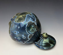 Load image into Gallery viewer, Cobalt Galaxy Crystalline Glazed Jar
