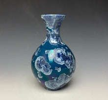 Load image into Gallery viewer, Crystalline Glazed Vase in Atlantic Storm Blue

