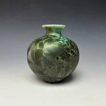 Load image into Gallery viewer, Green Galaxy Crystalline Glazed Mini Vase #2
