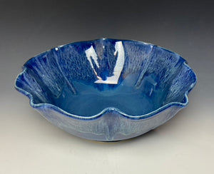 Deep Blue Lotus Serving Bowl