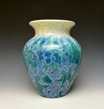 Load image into Gallery viewer, Ivory and Teal Blue Crystalline Vase
