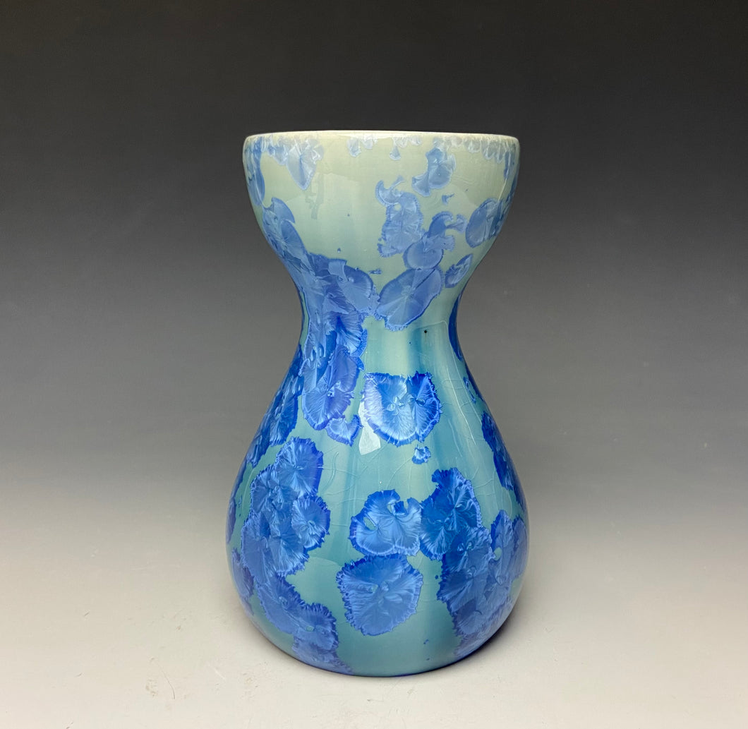 Teal Blue Crystalline Glazed Bulb Vase #2