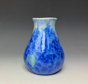 Teal Blue Crystalline Glazed Vase