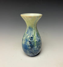 Load image into Gallery viewer, Crystalline Glazed Mini Vase in Light Green with Blue
