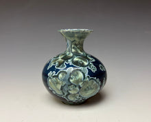 Load image into Gallery viewer, Deep Ocean Blue and Silver Crystalline Mini Vase 2
