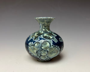 Deep Ocean Blue and Silver Crystalline Mini Vase 2