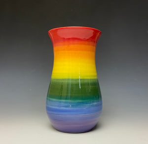 Rainbow Curvy Vase - Red Top