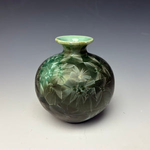 Green Galaxy Crystalline Glazed Mini Vase #2