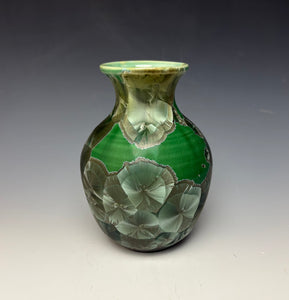 Crystalline Glazed Vase in Green Galaxy