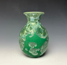 Load image into Gallery viewer, Emerald Green &amp; Silver Crystalline Glazed Vase
