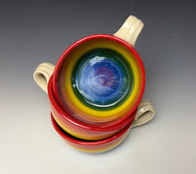 Load image into Gallery viewer, Rainbow Soup Mug - Red Rim
