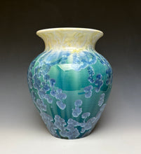 Load image into Gallery viewer, Ivory and Teal Blue Crystalline Vase
