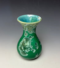 Load image into Gallery viewer, Emerald Green &amp; Silver Crystalline Glazed Mini Vase
