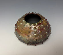 Load image into Gallery viewer, Rainbow Copper Raku Urchin AirPlant Vase #4
