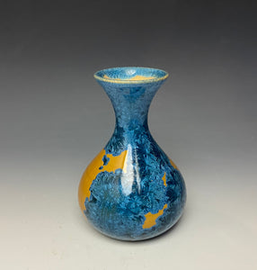 Blue and Orange Crystalline Mini Vase