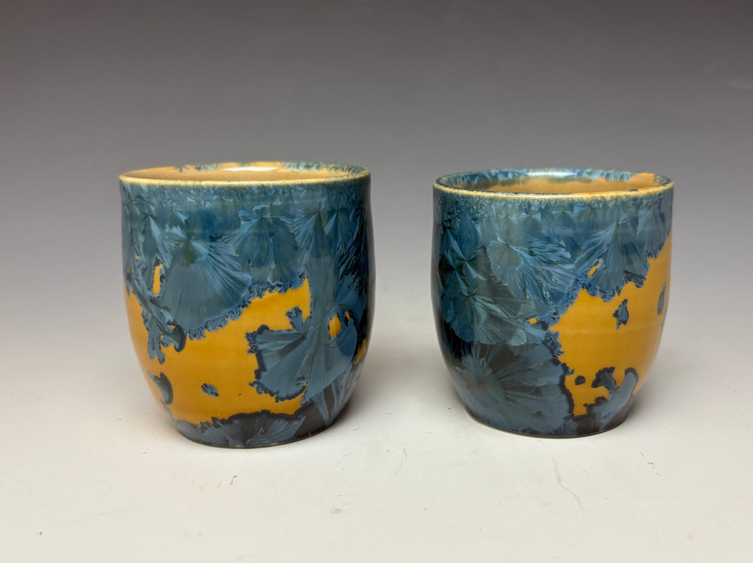 Blue and Orange Crystalline Sake Cup