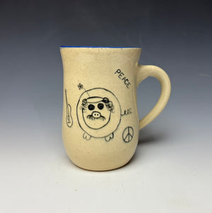 Hippie Pig Mug- Bright Blue